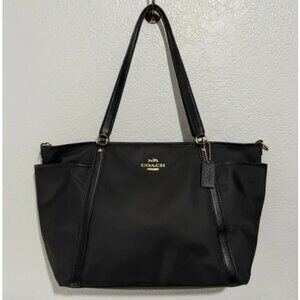 Coach C4072 Black Nylon Leather Baby Diaper Bag Tote w/ Changing Pad Crossbody